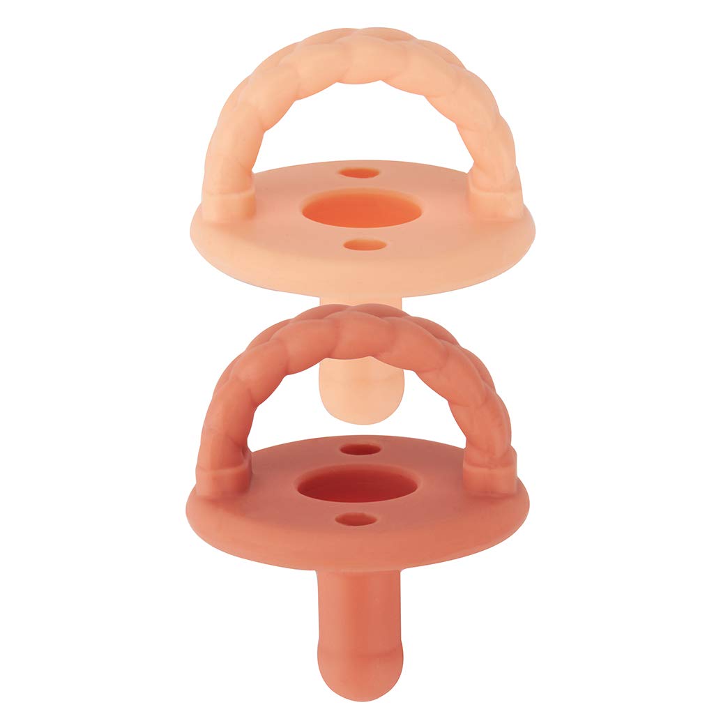 Sweetie Soother Pacifier Set~ Apricot + Terracotta Braids