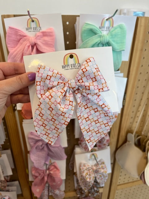 Spring Checkered Hand Tied Bow