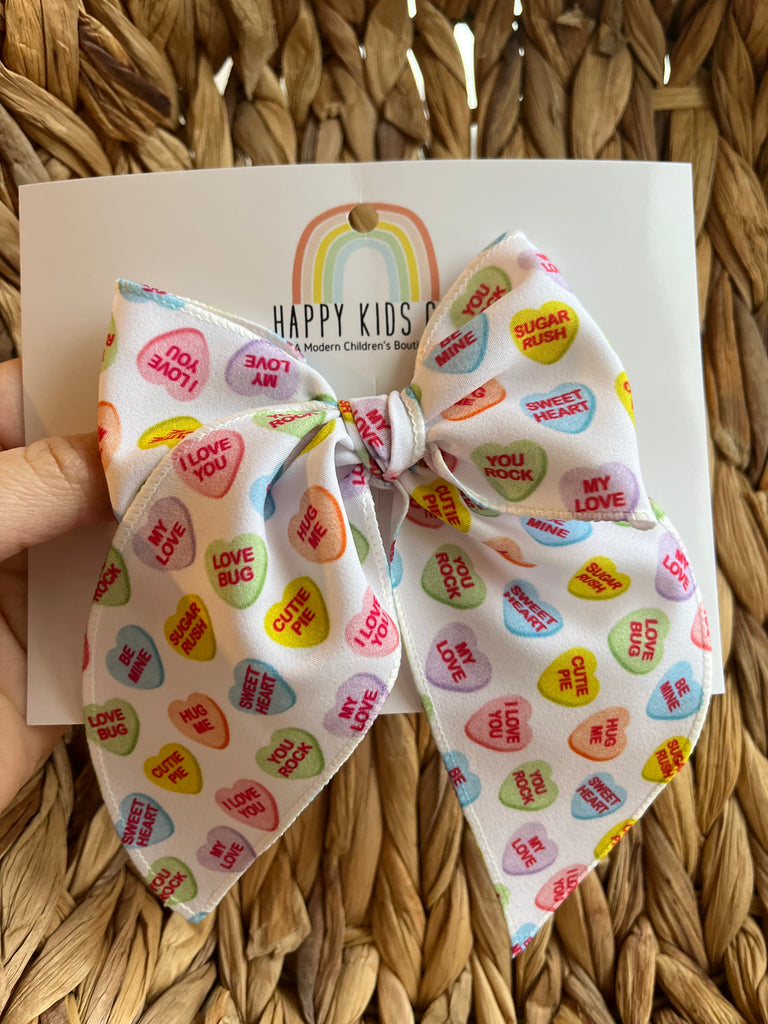 Candy Hearts Hand Tied Bow