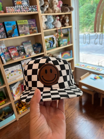 Smiley Patch Hat~ Checkered Snapback
