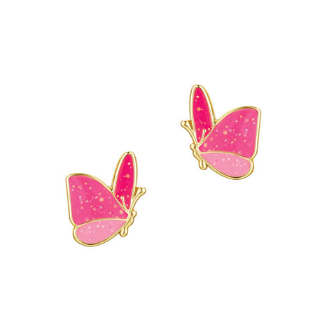 Stud Earrings~ Pink Butterfly