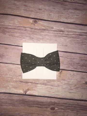 Green Olive Chambray Dot Bowtie