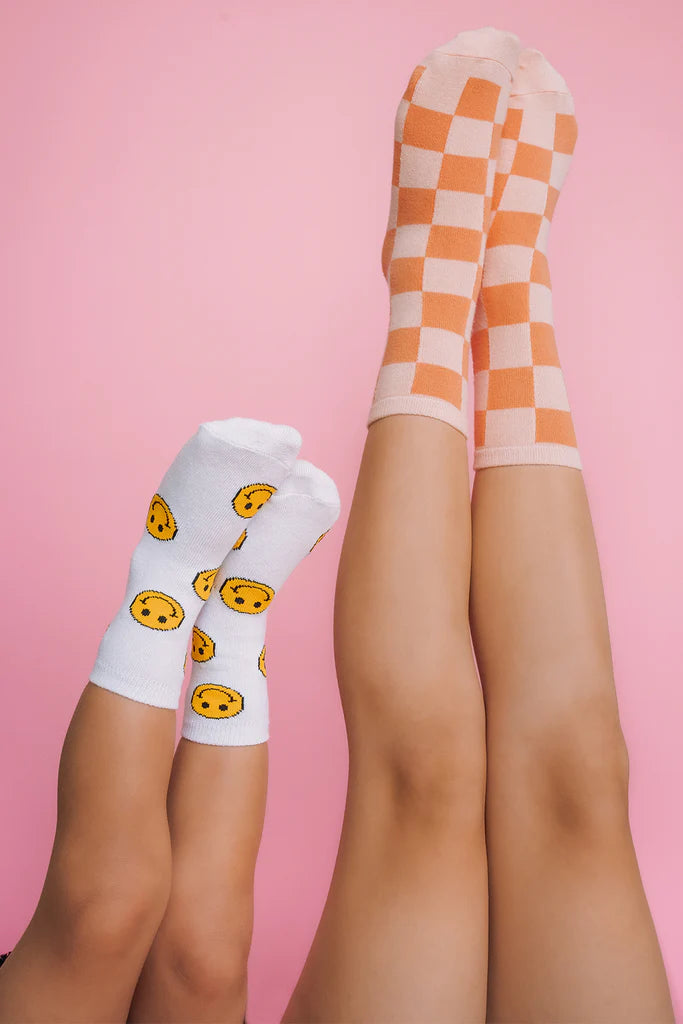 Smiley Crew Socks- Three Pack